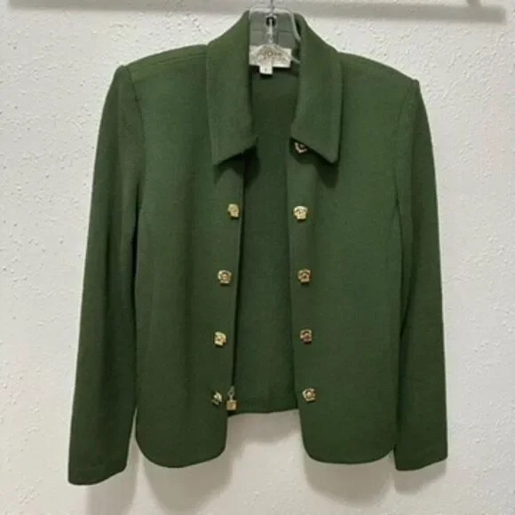St. John Collection Green Zip Santana Knit Jacket Size 2 - Picture 8 of 15